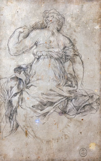 女性像、「銀の時代」のフレスコ画のための習作 作： Pietro da Cortona