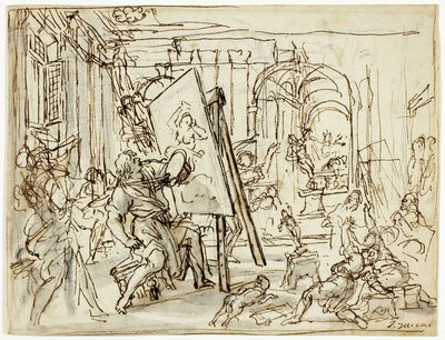 芸術家のアトリエで地震 作： Pietro da Cortona