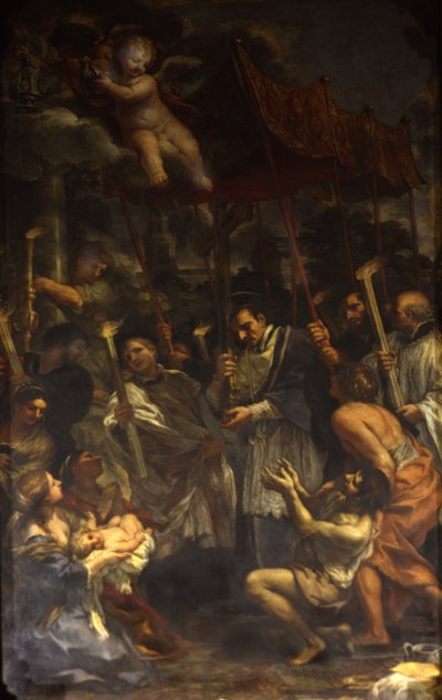 ペストの最中に行列で聖釘を運ぶ聖チャールズ 作： Pietro da Cortona