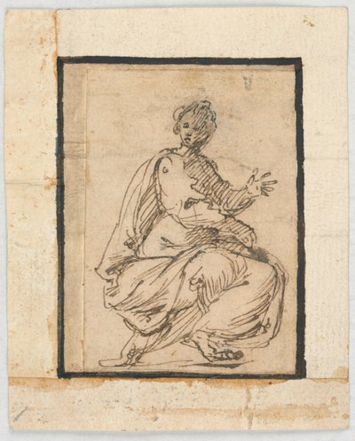 スケッチブックのページ: Allegical Figure 作： Pietro da Cortona