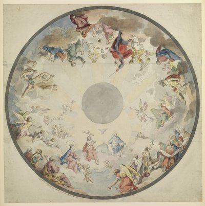 旧約聖書と新約聖書の人物が描かれたキューポラのデザイン、1720～1804 年。 作： Pietro de Angelis