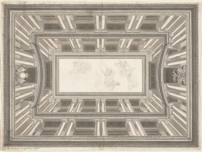だまし絵の天井装飾のデザイン 作： Pietro de Angelis