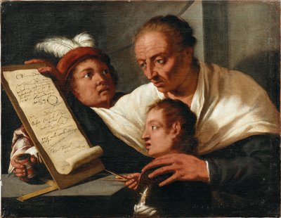 1650年以降、2人の男子生徒を持つ教師。 作： Pietro della Vecchia