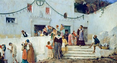 お祝いの日、ピオ・ジョリス作（1843-1921）、キャンバスに油彩、93x160cm 作： Pio Joris