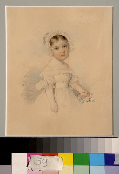 アレクサンドラ・ゴリツィナ伯爵夫人の肖像 (1823-1910) - ピョートル (ピエール) ソコロフ (1791-1848) 作、紙に水彩 (20.3x16.7 cm) 作： Piotr Sokolov