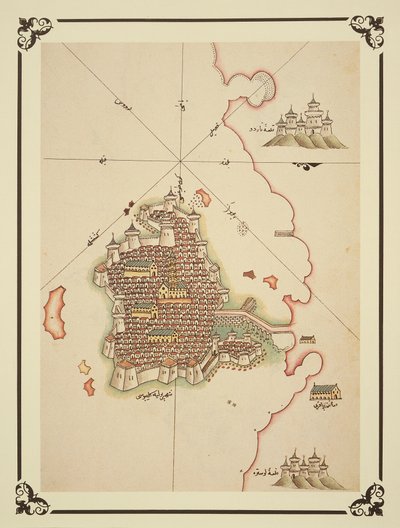 Kitab-I Bahriye」に掲載されたガリポリの地図（カラーリトグラフ 作： Piri (after) Reis