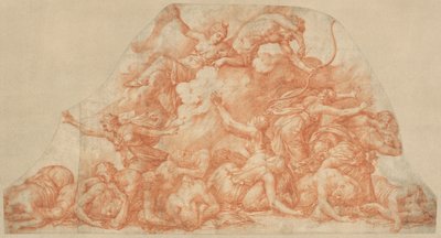 ニオベの子供たちを虐殺するダイアナとアポロン 作： Pirro Ligorio
