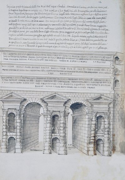 ローマのマッジョーレ門の図、ピッロ・リゴリオ（1513-1583）の「ローマの古代」より 作： Pirro Ligorio