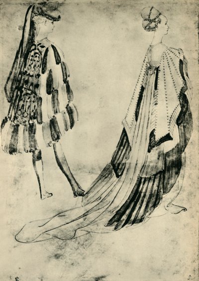 紳士と淑女の法廷衣装、c1420-1455、1943年。 作： Antonio Pisanello
