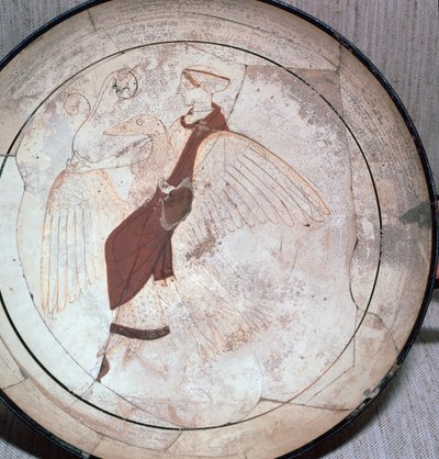 ガチョウに乗ったアフロディーテを示すキュリクスの詳細、紀元前 5 世紀。 作： Pistoxenos painter