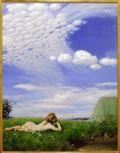 ヒバリ。パル・シニエイ・メルセ（1845-1920）による絵画、油彩・キャンバス 作： Pál Szinyei Merse