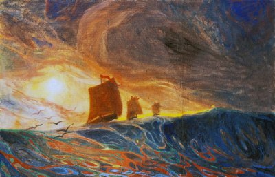 プリニオ・ノメリーニ（1866-1943）作「マリーナとカモメ」、テンペラ、キャンバス、97x149cm 作： Plinio Nomellini