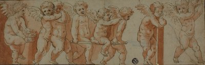 8人のプッティとフリーズ 作： Polidoro da Caravaggio