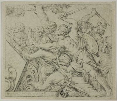 スパガビーゼ軍を引き裂くキュロスの兵士 作： Polidoro da Caravaggio