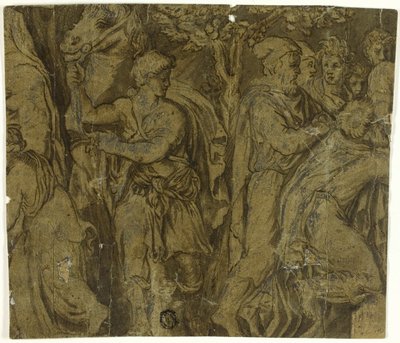 ニオベの物語馬を連れた若者たち 作： Polidoro da Caravaggio