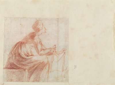 一枚の布で座っている女性 [裏面] 作： Polidoro da Caravaggio