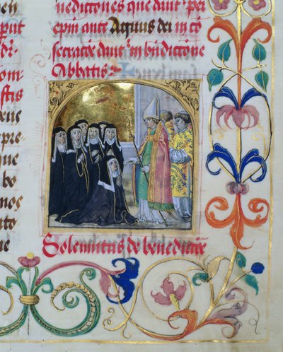 司教エラスムスチオレックの教皇から修道女を祝福、1510年頃（テンペラと羊皮紙に金） 作： Polish School