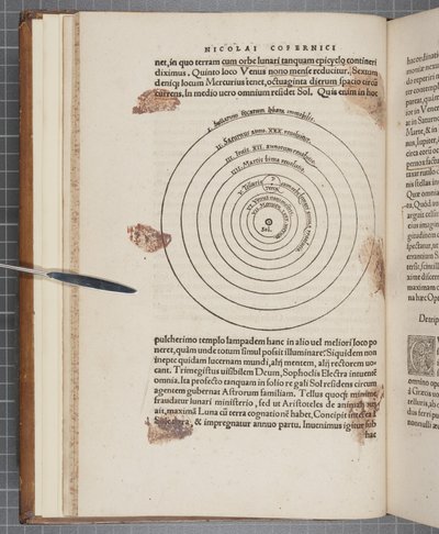 Fol 9 verso, "De revolutionibus orbium caelestium", Nicolaus Copernicus (the engraving) 作： Polish School