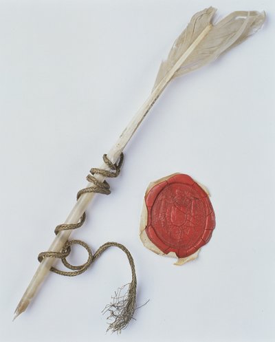 クイルペンとワックスシール、1802 作： Polish School