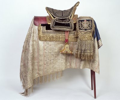 アダムカジミエシュチャルトリスキーのサドル（1734-1823）ガリシアガードの指揮官、1782〜83年（木材、革、シルバーとゴールドのベルベット） 作： Polish School