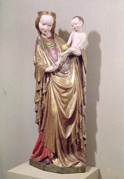 ヴァージンアンドチャイルド、1400年頃（ポリクロームウッド） 作： Polish School
