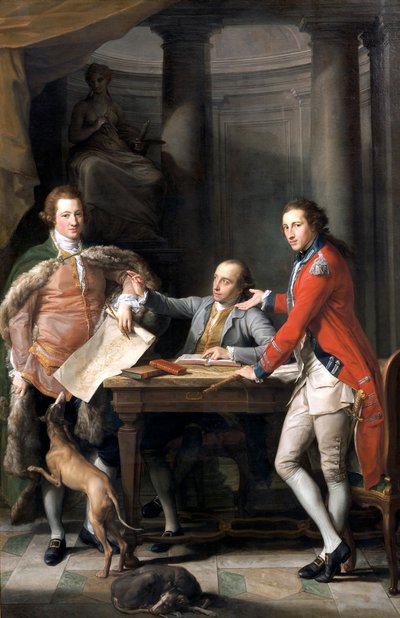 「サー・ワトキン・ウィリアムズ・ウィン、トーマス・アパーリー、キャプテン・エドワード・ハミルトン」、1768-72 作： Pompeo Batoni