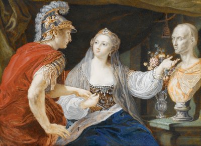 クレオパトラはシーザーのバストをオクタビウスに示します 作： Pompeo Girolamo Batoni