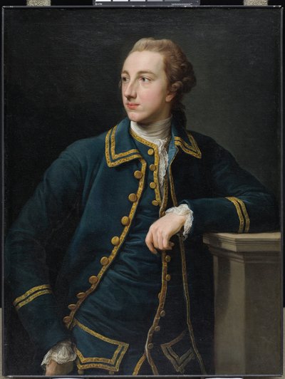 緑のスーツを着た男の肖像、1760年頃（キャンバスに油彩） 作： Pompeo Girolamo Batoni