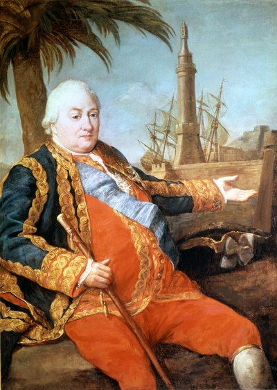 サントロペ（サントロペ）の騎士ピエール・アンドレ・ド・スフレン（スフレンの吏員）の肖像（1729年～1788年）。ジロラモ・ポンペオ・バトーニ（1708-1787）による絵画。ヴェルサイユ城の美術館 作： Pompeo Girolamo Batoni