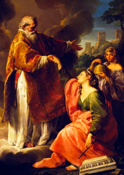 ポンペオ・バトーニ（1708-1787）作「共和国を掲げるサンマリノ」（絵画）。 作： Pompeo Girolamo Batoni