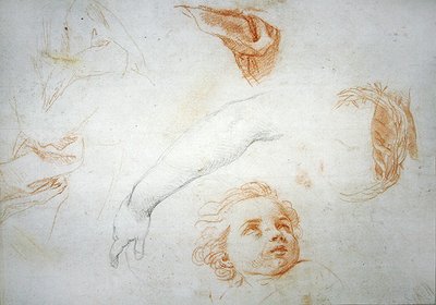 シエナの聖カタリナのエクスタシーのための習作（紙に赤と黒のチョーク） 作： Pompeo Girolamo Batoni