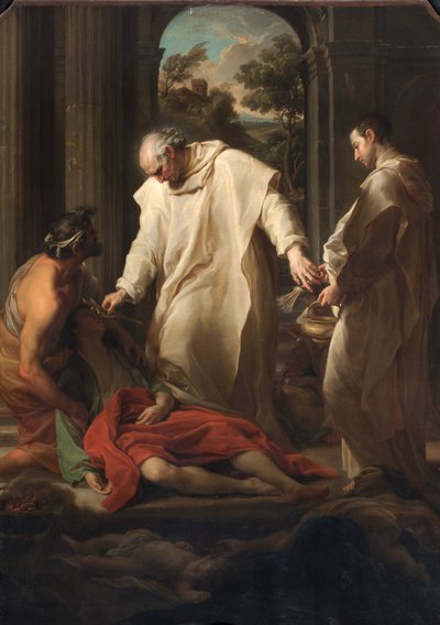 ペスト被害者を助ける福者ベルナルド・トロメイ 作： Pompeo Girolamo Batoni