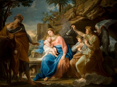 エジプトへの逃避行における休息」1740-49年頃（油彩・キャンバス 作： Pompeo Girolamo Batoni