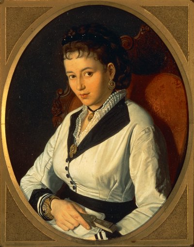 若い女性の肖像（油彩・キャンバス） 1840-1869 作： Pompeo Molmenti