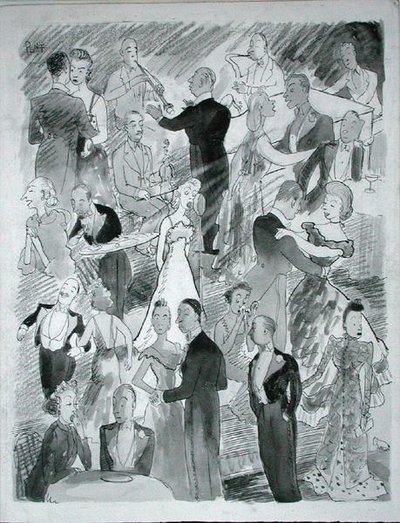 We go dancing in London (ペン、インク、モノクロ水彩、紙) 作： Pont
