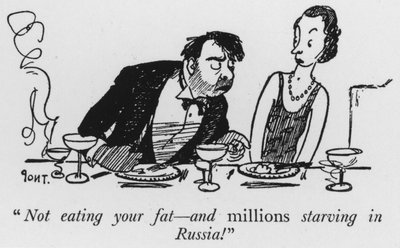 "あなたの脂肪を食べずに、ロシアで数百万人が飢えている！"(リトグラフ) 作： Pont