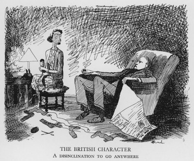 イギリス人の性格、どこにも行きたがらない（リトグラフ 作： Pont