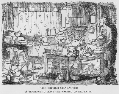 洗濯物を後回しにしがちなイギリス人の性格（リトグラフ 作： Pont
