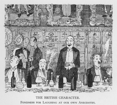 イギリス人の性格、自分の逸話を笑うのが好きなこと（リトグラフ 作： Pont