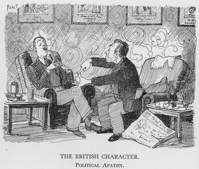 英国人の性格、政治的無関心（リトグラフ 作： Pont