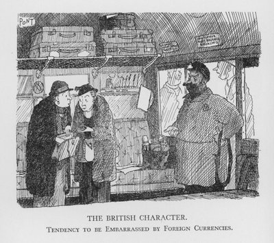 イギリス人の性格、外国の通貨で恥ずかしい思いをする傾向（リトグラフ 作： Pont