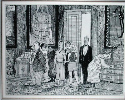The British Character: keen interest in historic houses, イラストレーションは1936年7月8日発行の『Punch』より（紙にペン＆インク 作： Pont