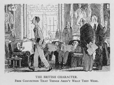 イギリス人気質、「昔とは違う」という確固たる信念（リトグラフ 作： Pont