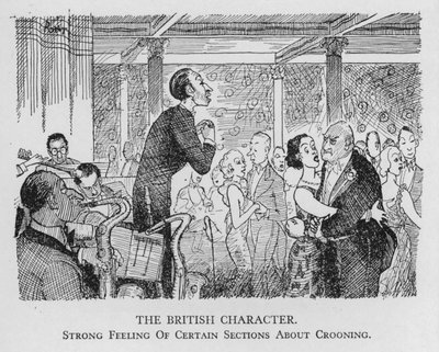 イギリス人の特徴、一部のセクションでの歌唱に対する強い思い（リトグラフ 作： Pont
