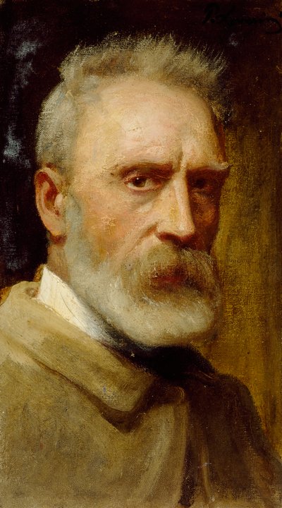 ポンツィアーノ・ロヴェリーニ（1845-1929）の自画像、油彩、キャンバス、53x30cm。 作： Ponziano Loverini