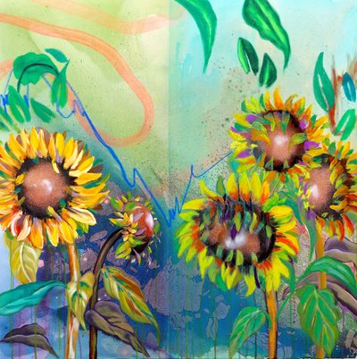鮮やかなひまわりの花 作： Poonam Choudhary