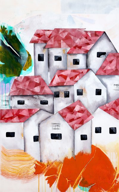 活気あふれる村の家々 作： Poonam Choudhary