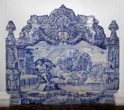 空気のアレゴリー - アズレージョ、ファイアンスの絵付け 作： Portuguese School