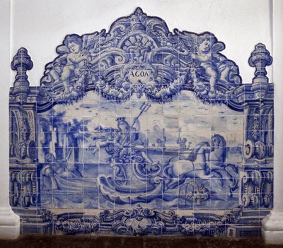 水の寓意 - アズレージョ、ファイアンスの絵付け 作： Portuguese School