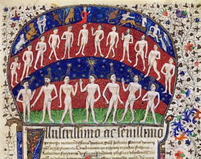 Fol.1 ロランドの「Fisiognomonia」より、星座と男性のグループ（ベラム製 作： Portuguese School